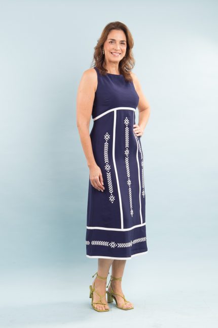 Vestido Linho Bordado