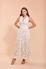 Vestido Folhas Bordadas