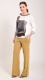 Blusa Estampada 3/4 – Sofisticação Moderna Geométrica - Imagem 2