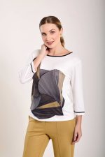 Blusa Estampada 3/4 – Sofisticação Moderna Geométrica - Imagem 3