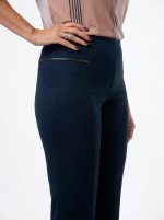 Calça Malha Detalhe em Couro